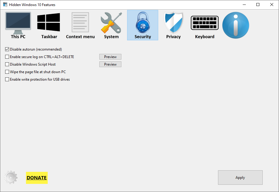 Hidden Windows 10 Features Security